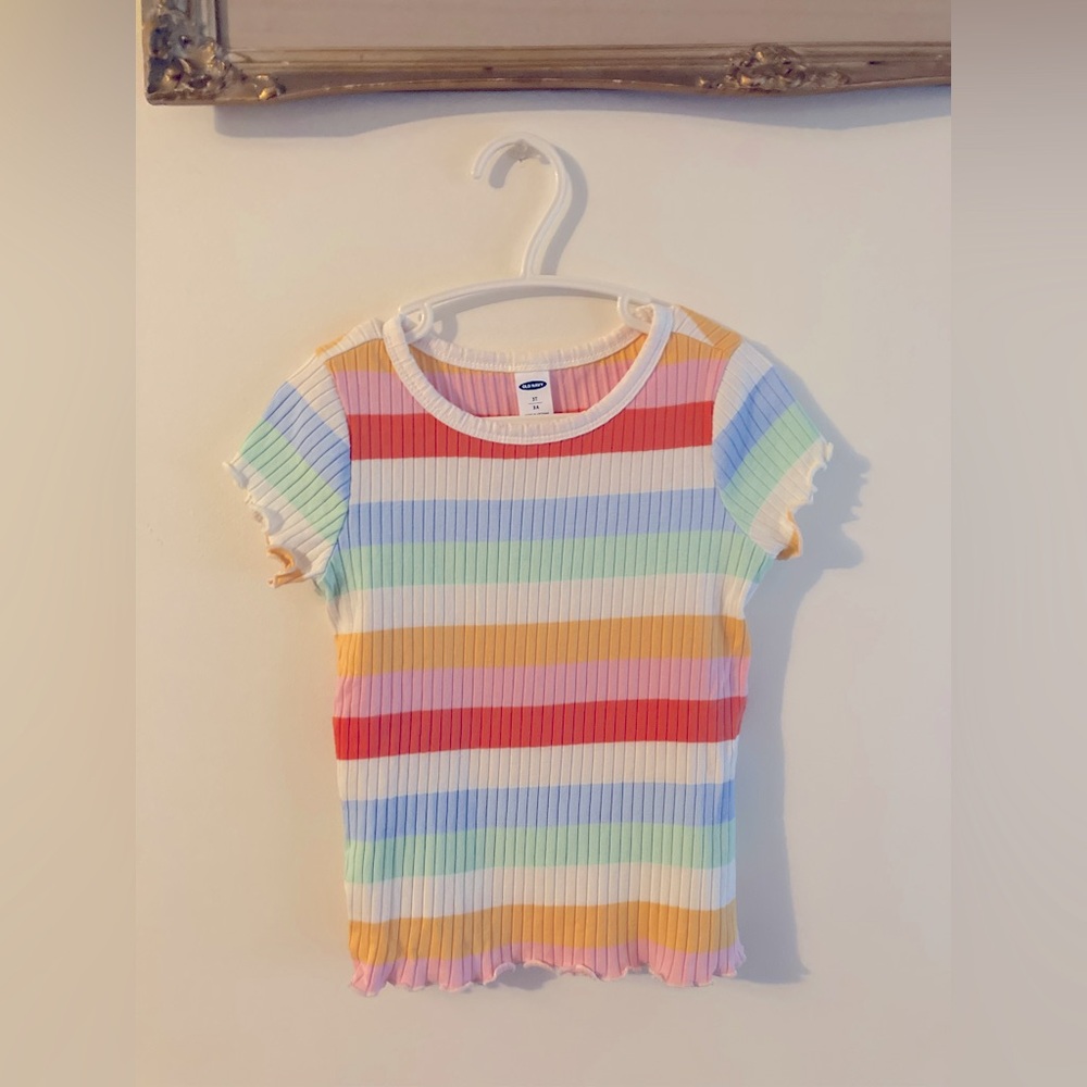 Old Navy Colourful Striped Kids Shirt Ruffled Hem Toddler Girl Size 3T